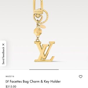 Louis Vuitton Gold LV Bag Charm & Key Holder